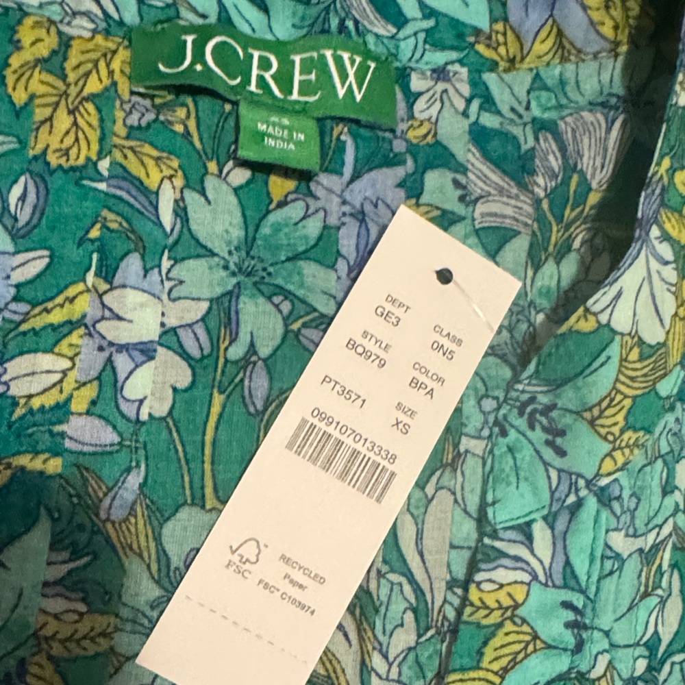 NWT J.Crew Aqua Floral Cotton Dress - Picture 10 of 13